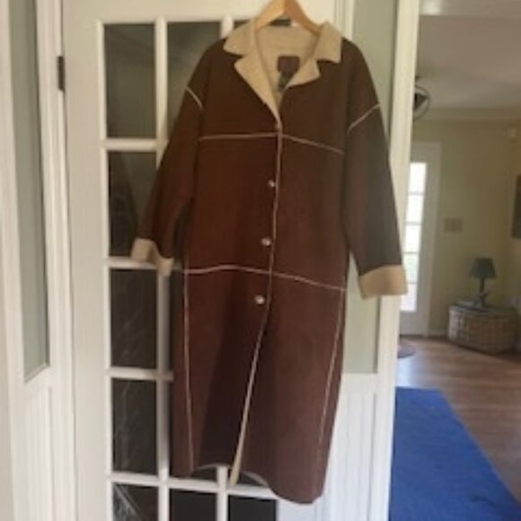 Ralph Lauren Faux Shearling Long Coat - Size Petite M - Picture 1 of 6